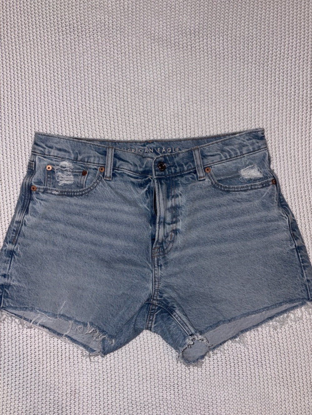 American Eagle Outfitters Faded Light Blue Distressed Denim Shorts